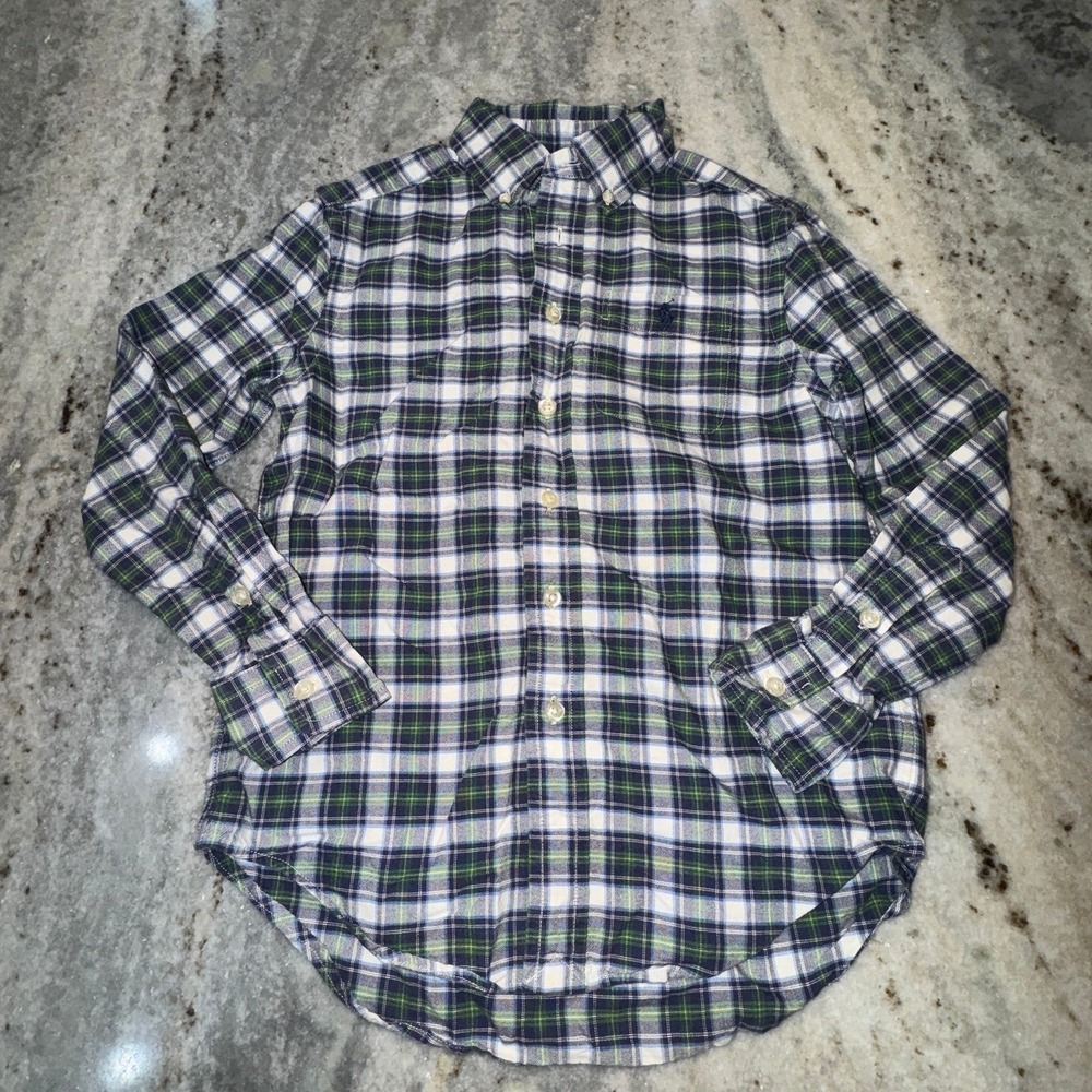 Ralph Lauren Boys Small 8 Plaid Long Sleeve Button Down Casual Dress Shirt
